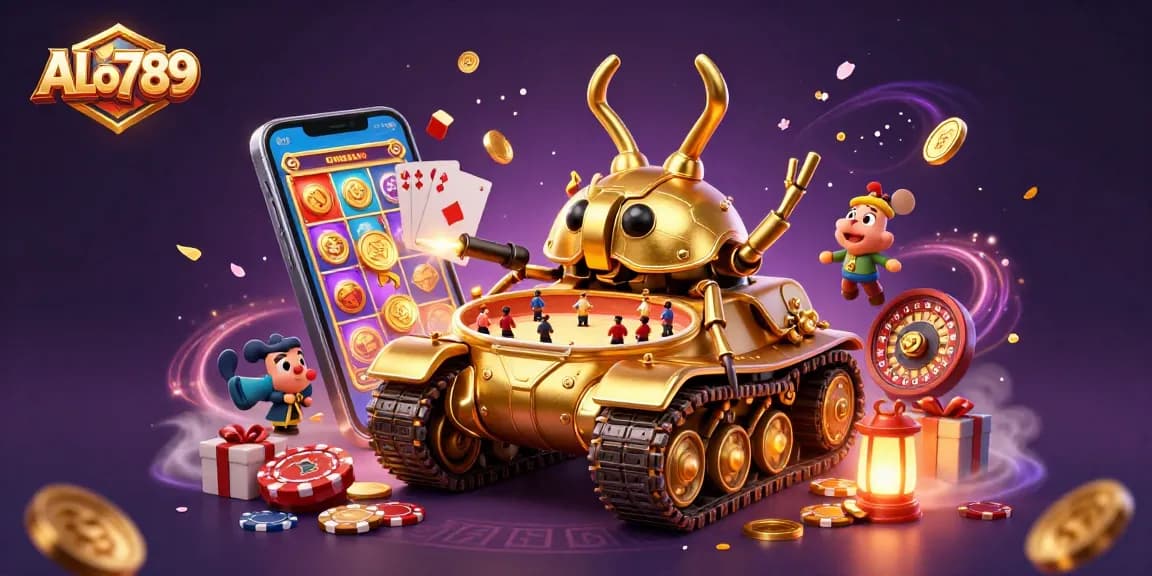 Experience the thrill of ALo789's cockfighting games in a vibrant, dynamic casino scene.