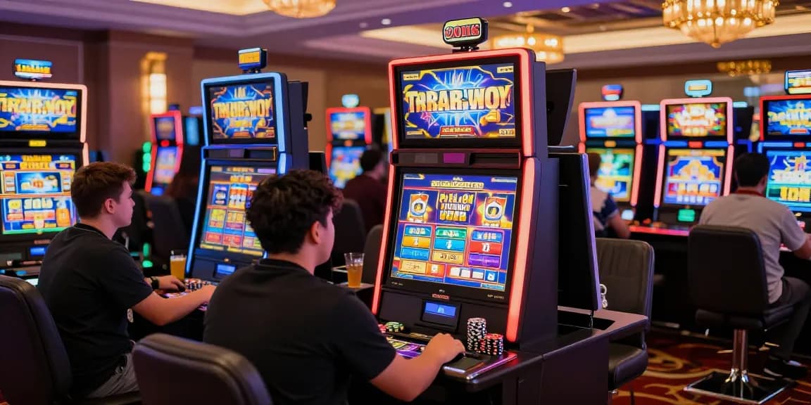 Pengunjung situs slot gacor menikmati permainan slot menarik di kasino modern.