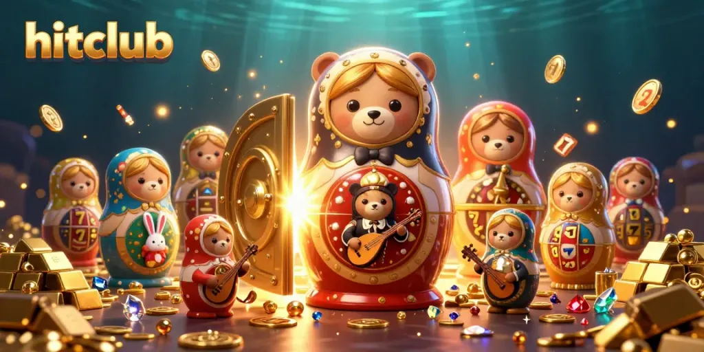Experience the excitement at Hitclub, with vibrant characters and dazzling casino elements in a rich 3D illustration.