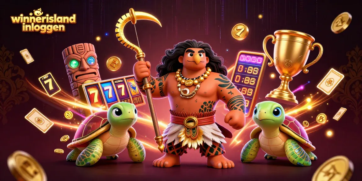 Experience the thrill of winnerisland inloggen with this vibrant gaming scene filled with slots and treasures.